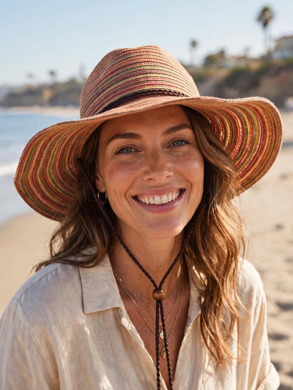 San Diego Hat Company Multi-Tone Straw Wide Brim Hat - Brown/Orange
